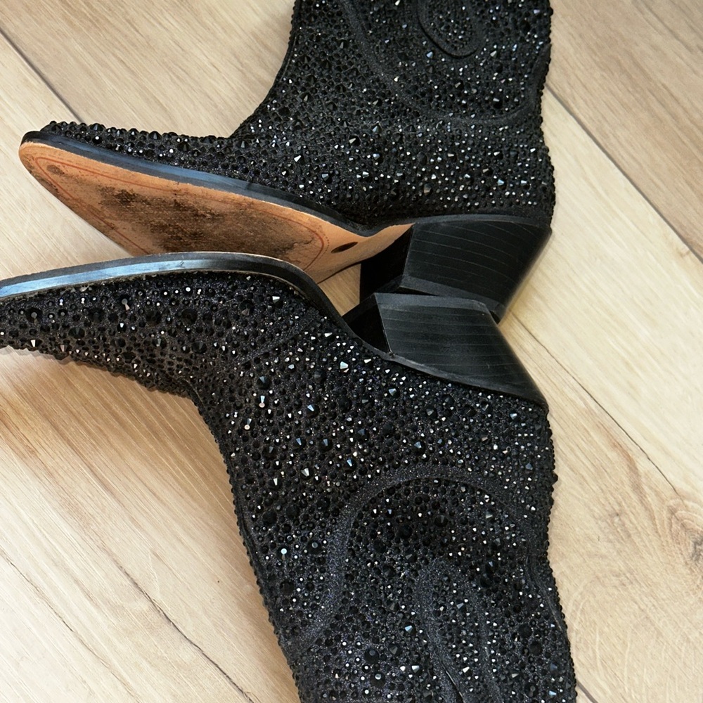 Jessica Simpson black rhinestone booties size 6 - Picture 10 of 12